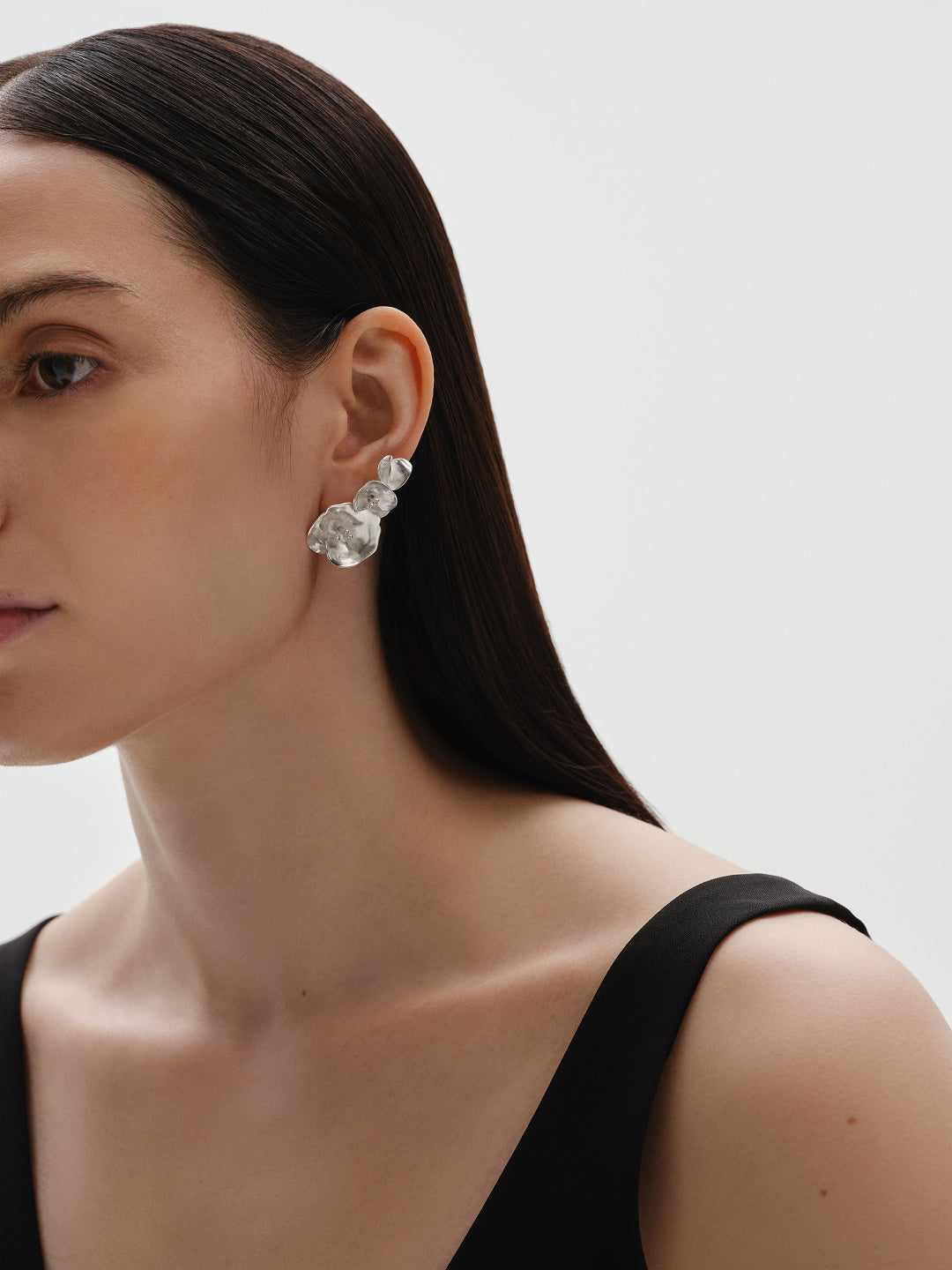 Summer Night Rose Earrings Big silver
