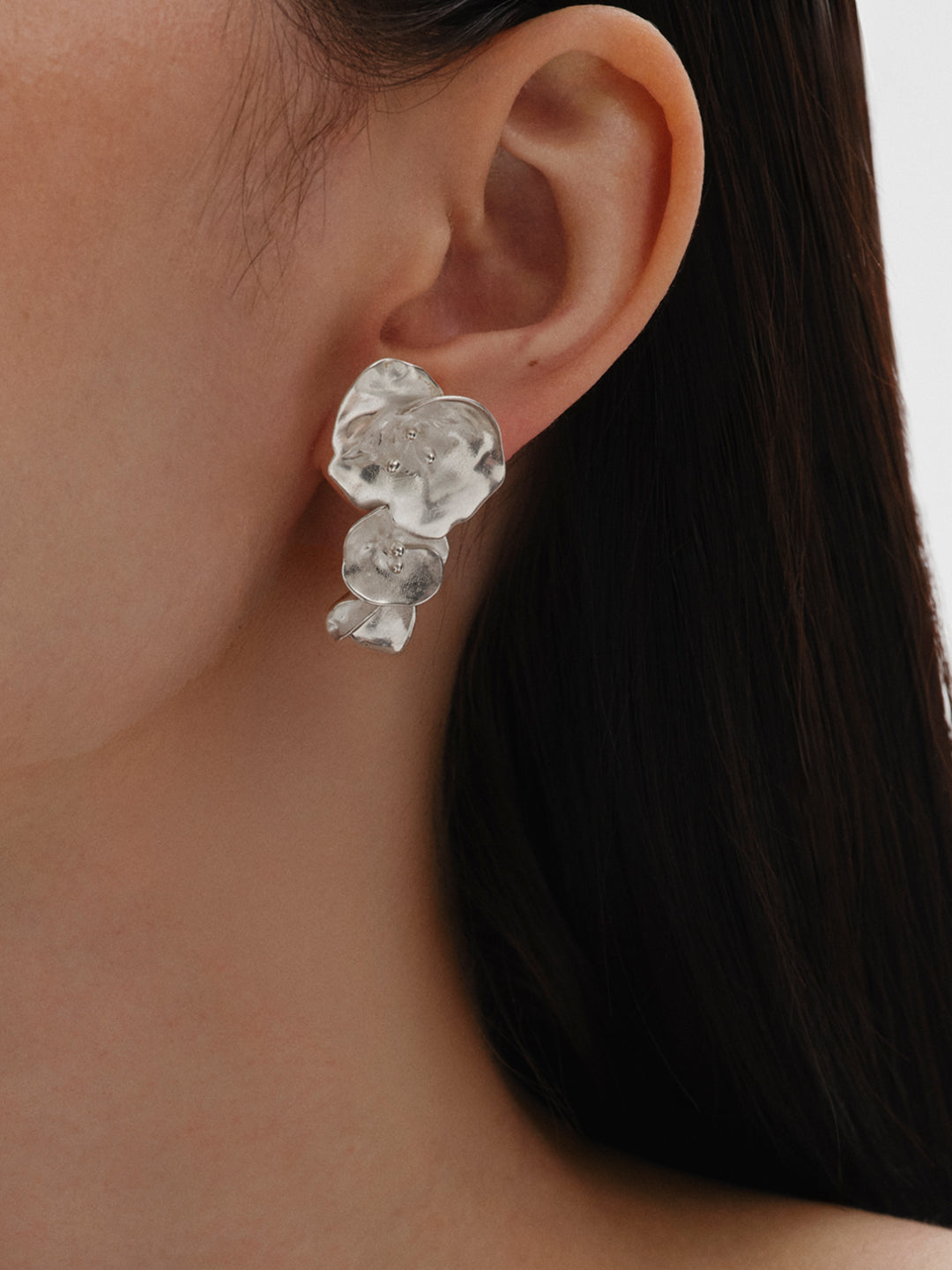 Summer Night Rose Earrings Big silver