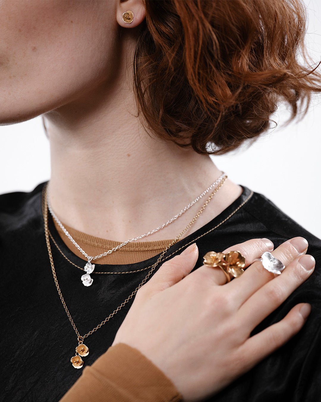 Kesäyön ruusu -korvakorut mini hopea puolipari oikea