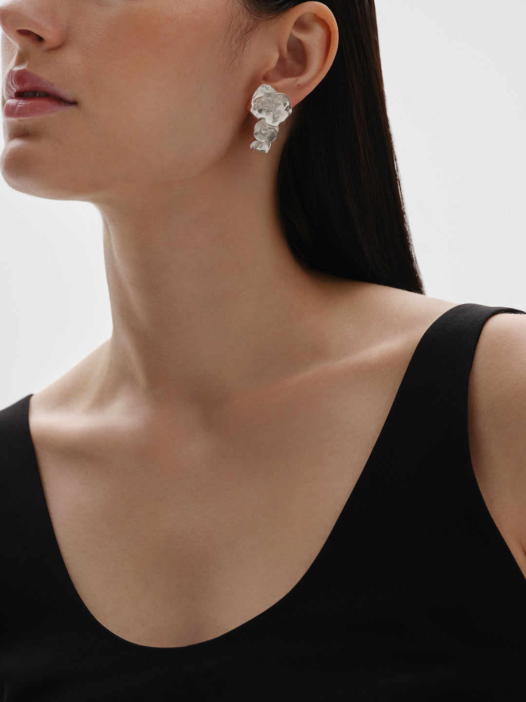 Summer Night Rose Earrings Big silver