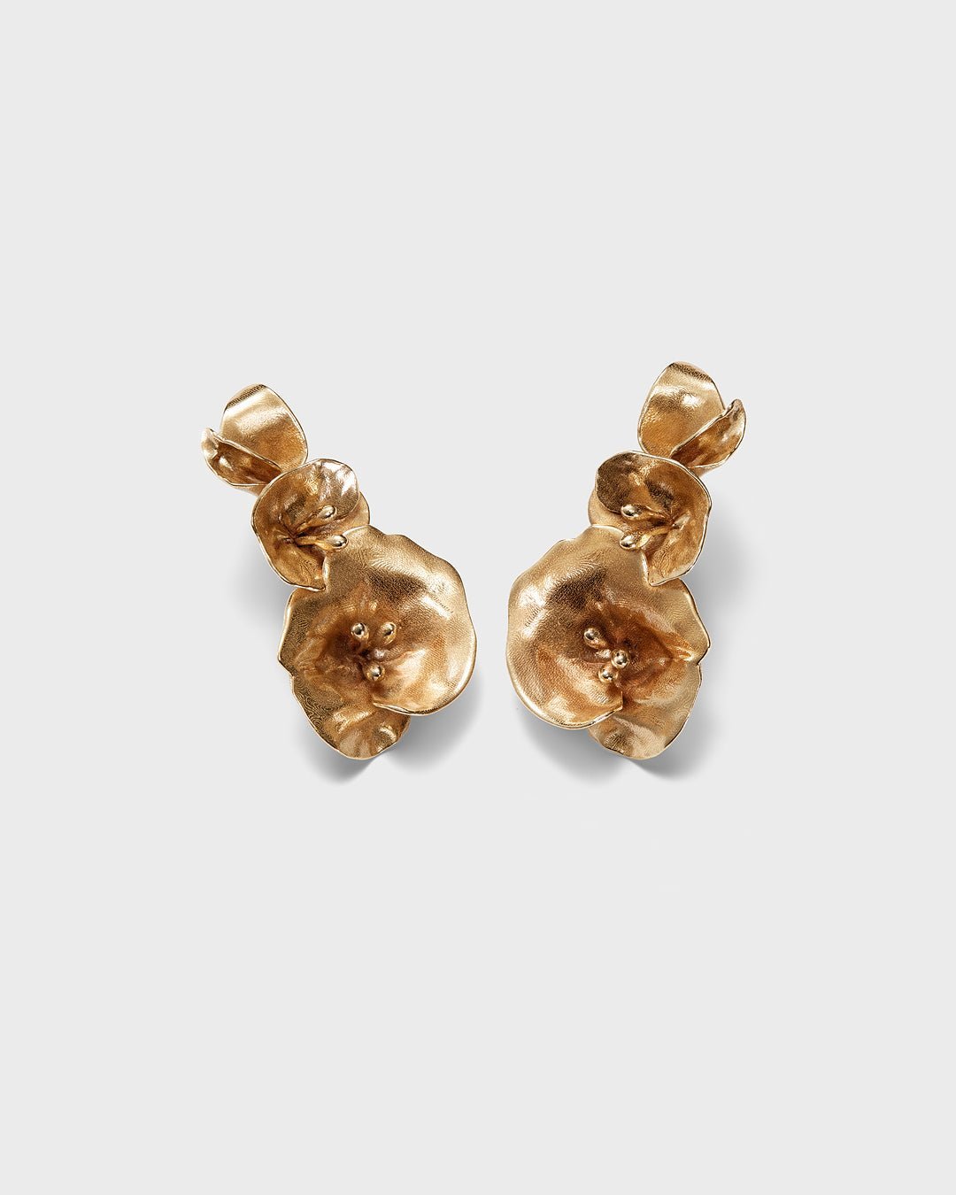 Summer night rose earrings large bronze half pair left